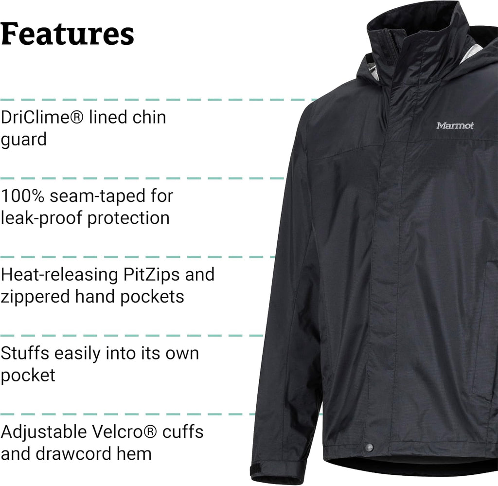 MARMOT Men's Precip Eco Waterproof Rain Jacket - 100% Recycled, Breathable, Lightweight, Packable Raincoat