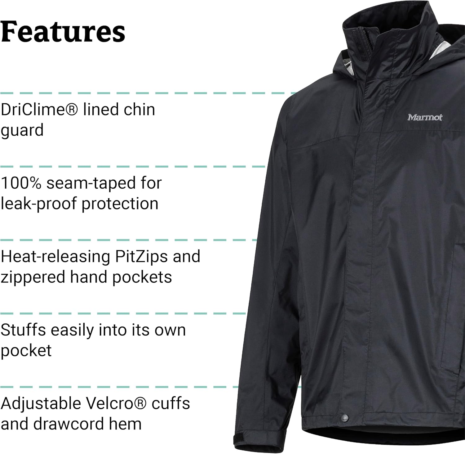 MARMOT Men's Precip Eco Waterproof Rain Jacket - 100% Recycled, Breathable, Lightweight, Packable Raincoat